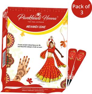 Pankhudi Henna Mehendi Cone for Body Art 3 Boxes (36Cone) Natural Mehendi