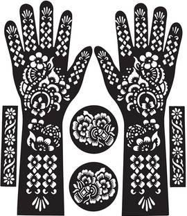 IVANA'S Ivana's Full Hand Mehndi Stencil Design Full Hand Set (FL-02) FL-02 Heena Mehandi Sticker for Hand & Body Stencil
