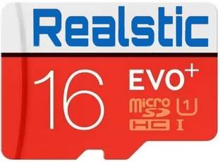 Realstic plus 16 GB Memory Card (With Adapter) EVO Plus 16 GB MicroSD Card Class 10 130 MB/s  Memory Card Compatible with Computer, Gaming Console, Mobile, Tablet