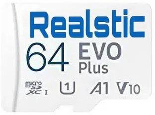 Realstic Evo Plus 64 Memory Card (With Adapter). EVO Plus 64 GB MicroSD Card Class 10 130 MB/s  Memory Card Compatible with Computer, Gaming Console, Mobile, Tablet