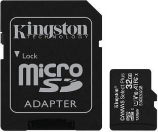 KINGSTON Canvas Select Plus 32GB microSD Card Class 10 UHS-I speeds up to 100MB/s with Adapter (SDCS2/32GBIN) UHS-I 32 GB MicroSD Card Class 10 100 MB/s  Memory Card Compatible with Camera, Computer, Mobile, Tablet