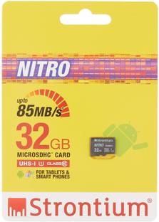 Strontium SRN32GTFU1Q Nitro 32 GB MicroSD Card Class 10 85 MB/s  Memory Card Compatible with Mobile, Camera