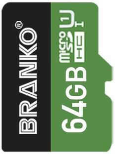Branko SD-Card-10C Extreme Micro SD Card I Ultra Fast Speed I Highly Resistant I 64 GB MicroSDHC Class 10 90 MB/s  Memory Card Compatible with Mobile, Camera, Tablet