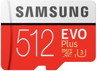 SAMSUNG Evo Plus EVO Plus 512 GB MicroSDXC Class 10 100 MB/s  Memory Card Compatible with Camera, Mobile