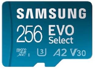 SAMSUNG EVO Select EVO Select 256 GB MicroSDXC Class 10 130 MB/s  Memory Card Compatible with Camera, Gaming Console, Mobile, Tablet