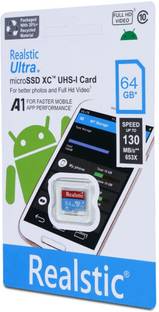 Realstic 64GB-Rl-mmc-07 Ultra 64 GB MicroSDXC Class 10 130 MB/s  Memory Card Compatible with Camera, Computer, Mobile, Tablet