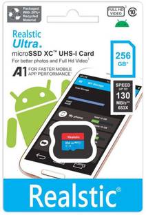 Realstic 256GB-Rl-mmc-054 Ultra 256 GB MicroSDXC Class 10 130 MB/s  Memory Card Compatible with Camera, Computer, Mobile, Tablet