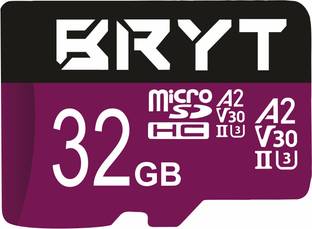 BRYT A2V30 Memory Card High Capacity Micro SD Card 32 GB MicroSDXC Class 10 130 MB/s  Memory Card Compatible with Camera, Mobile, Tablet