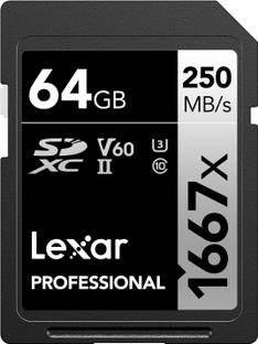 Lexar LSD64GCB1667 Professional 1667x 64 GB SDXC Class 10 250 MB/s  Memory Card Compatible with Camera