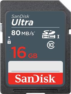 SanDisk SDSDUNS-016G-GN3IN Ultra 16 GB SDHC UHS-I Card UHS Class 1 80 MB/s  Memory Card Compatible with Camera