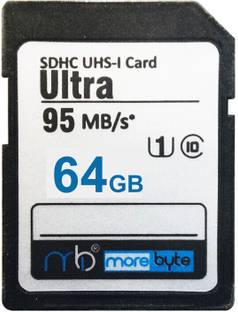 MOREBYTE MBSDHC1056 Ultra 64 GB SDHC UHS-I Card UHS Class 1 100 MB/s  Memory Card Compatible with Camera, Computer