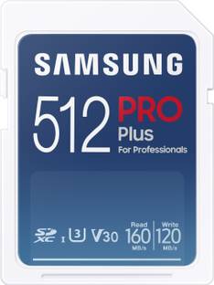 SAMSUNG MB-SD512K/APC Pro Plus 512 GB SDXC UHS-I Card Class 10 160 MB/s  Memory Card Compatible with Camera, Computer, Gaming Console, Mobile, Tablet