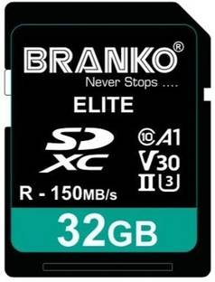 Branko V30 Elite Memory Card for Photo Video Music Voice File DSLR Camera DSC Camcorder 32 GB SDXC Class 10 150 MB/s  Memory Card Compatible with Computer, Camera, Tablet
