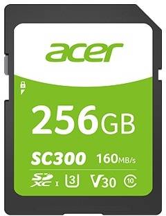 Acer BL.9BWWA.309 SC300 256 GB SDXC UHS Class 3 160 MB/s  Memory Card Compatible with Camera