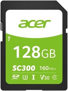 Acer BL.9BWWA.308 SC300 128 GB SDXC UHS Class 3 160 MB/s  Memory Card Compatible with Camera