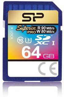 Silicon Power SP064GBSDXCU3V10 Superior Pro 64 GB SDXC UHS-I Card Class 10 90 MB/s  Memory Card Compatible with Camera