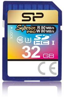 Silicon Power SP032GBSDHCU3V10 Superior Pro 32 GB SDHC UHS-I Card Class 10 90 MB/s  Memory Card Compatible with Camera