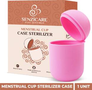 Senzicare Menstrual Cup Sterilizer Case | Kills 99% Of Germs In 3 Minutes | Reusable Silicone Sterilizing Holder | for women - Pink