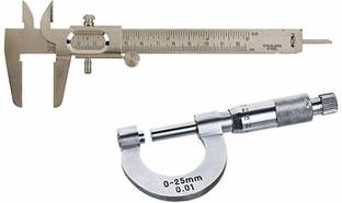 Salco 12.5cm Vernier Caliper, Screw Gauge 25mm Combo Pack Micrometer Screw Gauge