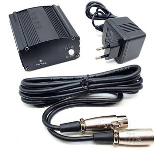 RODZ 48V Phantom Power Supply Audio Interface with XLR Cable for Condenser Microphone Music Recording Equipment