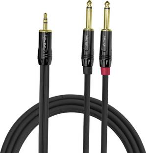 Softline Pro SPY03 3.5MM Stereo to 2 x 6.3MM Jack Mono 10 Ft / 3 Meter Cable Universal Compatibility Audio Equipment Gold Plated AUX