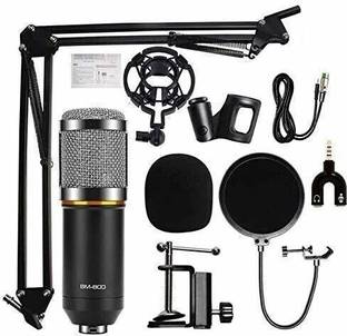 SOUVENIR BM800 Professional Broadcasting Studio Recording Condenser Microphone Home Studio Mic Kit with Shock Mount Adjustable Scissor Arm Stand Microphone for Singing, Podcasting Microphone Setup for Broadcasting & Recording Gaming Mic