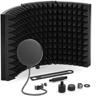 TechBlaze 3 Panel Isolation Shield Sound Proof Foam with Pop Filter for condenser mic Isolation Shield
