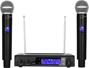 KH Wireless Microphone System-Dual UHF Independent Volume Controls Dynamic Mic Set Microphone Accessory