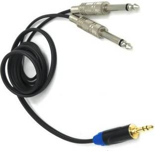 टीज़ेड स्मार्ट Dual Mono 6.35 mm P38 Male to 3.5 mm Stereo Aux Male मोनो ऑडियो केबल 1.5M