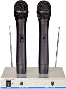 GoodsBazaar 2-in-1 Dual Wireless Microphone System with Amplifier Cordless Mic Professional Singing Mic Studio Voice Recording Mixer Karaoke Mikrofon High-Output Supercardioid Dynamic Vocal Microphone System for Studio, Karaoke, Radio, Live-performances, Conference, Musical Shows, Opera, Public Speeches, Meetings, Class Room Teachings, Demonstrations, While Move Microphone
