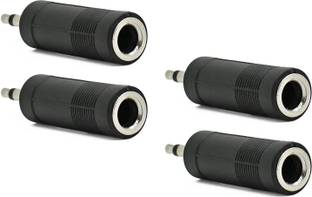 fdealz 4 Pieces of Audio Jack Adapter 3.5mm to 6.35mm Headphone Adapter Microphone Converter Stereo Socket to Headphone Jack,