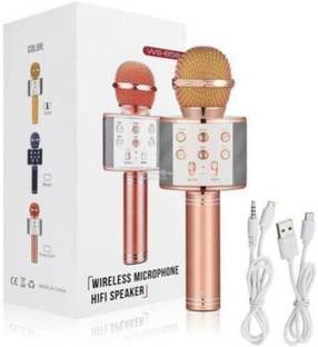 Ishuenterprises WS-858 Singing Mike Multi-function Bluetooth Karaoke Mic with Microphone Speaker Speaker
