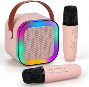CLUBCLASSY Karaoke Machine Portable Bluetooth Speaker rgb Lights dual wireless mic with speaker