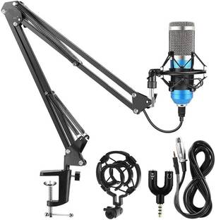 Mocking Bird Bm800 Condenser Microphone Set 3.5mm Jack w/ Suspension Boom Scissor Arm Stand Recording Microphone Set w/Shock Mount & Audio Splitter Studio Recording Mic Set