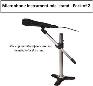 KH TABLE/FLOOR MICROPHONE INSTRUMENT 15 Inch HEIGHT mic. stand (Silver)-Pack of 2 mic stand