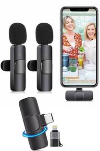 SHOP PLUS Dual Wireless Microphone for Type-C Phone/iPhone Wireless Mic for Youtubers for Recording Vlog (2 Microphone+ 2 Receiver) (Compatible with Type-C/iPhone)