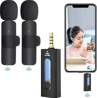 MOBIZAC Professional Grade Dual Wireless Collar Mic for Mobiles Tablets Laptops Desktops Camera Microphones for Recording