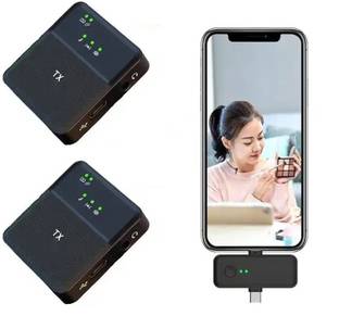 MOOZMOB Professional Grade Dual Wireless Mic with Superior Noise Reduction Collar Microphone for Android Mobiles Laptops Cameras DSLRs Desktops Speakers