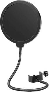 TechBlaze Pop Filter for Studio Condenser Microphone, BM800 Black for Singing Flexible Gooseneck Microphone and Double Layer Sound Shield Guard Windscreen