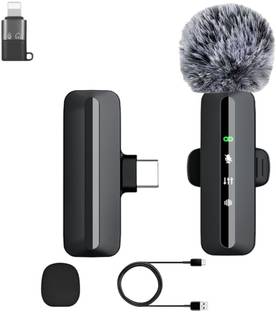 GADGETSWEAR Single Wireless Lavalier Microphone, For Youtube, Vlogging Portable Clip-On Mic Noise Cancellation, Compatible With Android Type C, IOS