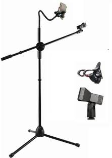 Techtest Multi-function Live Streaming Broadcast Microphone Mobile Phone Stand Mic Stand for Singing, Condenser Mic Stand, Mike Stand for Singing Stand for Mic