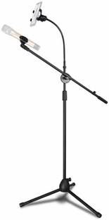 Techtest Adjustable Microphone Stand Singing Mike Stand Mic Stand With Mobile Holder Mic Stands For Performance, Karaoke Singing, Speech, Stage and Outdoor