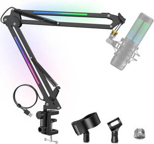 AMG Music RGB Microphone Stand Mic Arm Stand with RGB Lights for Studio Recording Gaming Microphone Stand for YouTube Streaming Podcasting Microphone Holder