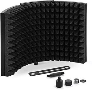 AMG Music 3 Panel Vocal Booth Mic Isolation Shield Sound Absorbing For Studio Recording Microphone