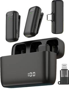 WRADER Dual Wireless Mic for Vloging Youtube Video Teaching and Podcast Recording Reels Microphone for Mobile Type C and iPhone Mic