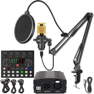 DawnRays Professional Condenser Mic Set With V8 & Phantom power For Studio Audio Recorder Mike Setup for Karaoke Singing Dubbing Podcasting Live Streaming