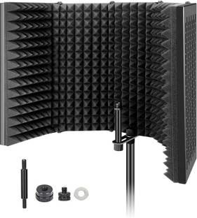 Urban Infotech Professional Microphone Sound Isolation 5 - pannel Shield Multilayer Sound Absorbing Portable Vocal Booth Foldable & Adjustable Reflection Filter for Studio Recording Singing Professional Microphone Isolation Shield