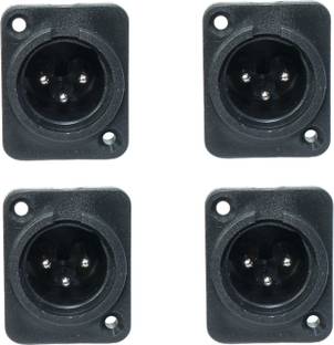 Ovicart Male XLR 3Pin Chassis Panel Mount Socket Black Audio Socket 4pcs Male XLR Connector