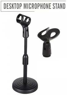 BALRAMA Round Base Desktop Mic Stand Adjustable Height Table Top Stand Mic Clip Holder Microphone