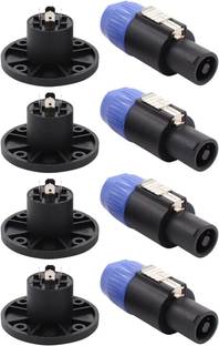 RODZ Speakon Cable Adapter Connector 4 Pole Audio Speaker Plug Twist Lock and Round Panel Mount 4 Pin Female Socket